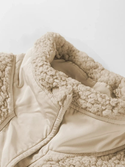 Faux Fur Snap Button Front Knot Side Plush Vest