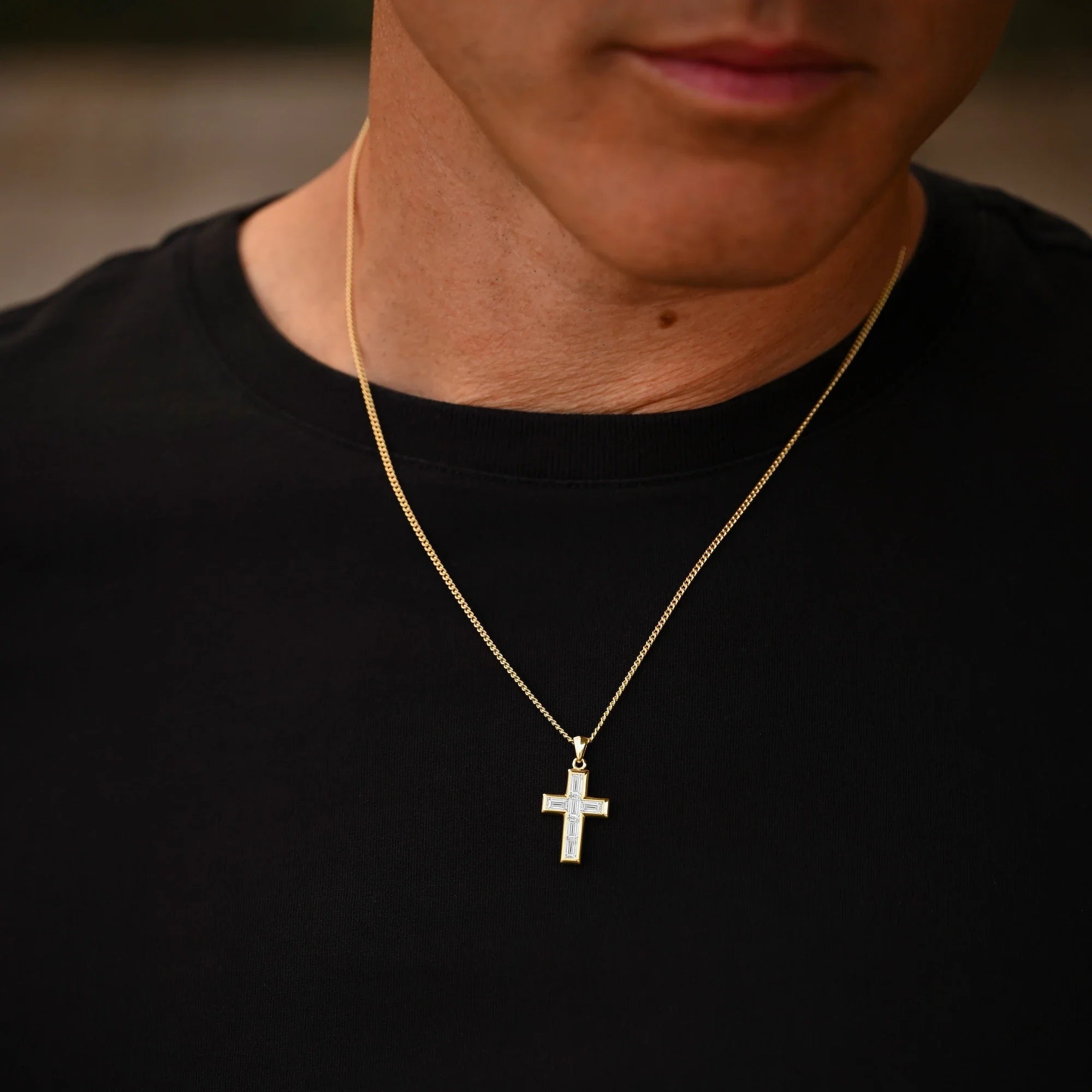 Gemstone Cross Pendant - Diamond